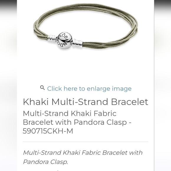 Pandora Multi-Strand Khaki Fabric Bracelet - Picture 6 of 6